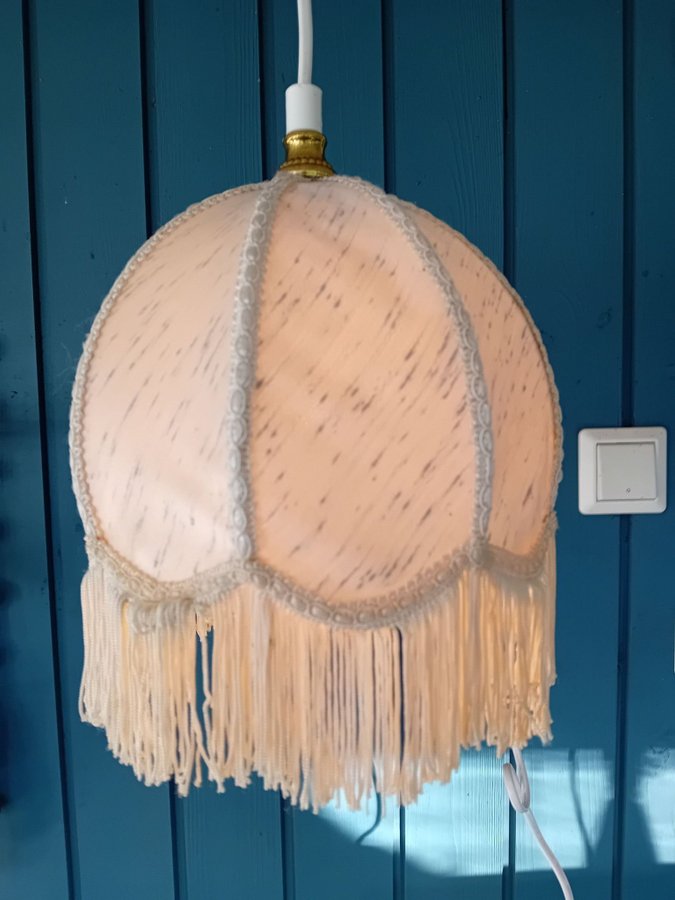 Lampskärm tyg med fransar Retro