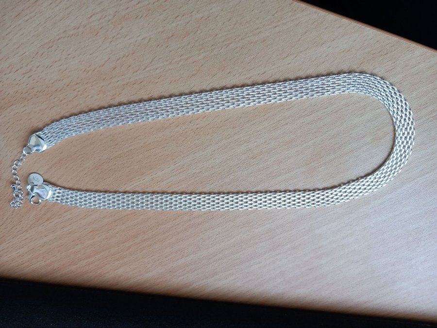 Silverhalsband sterling 925, länk vacker design, silverpläterat 925 stämplat