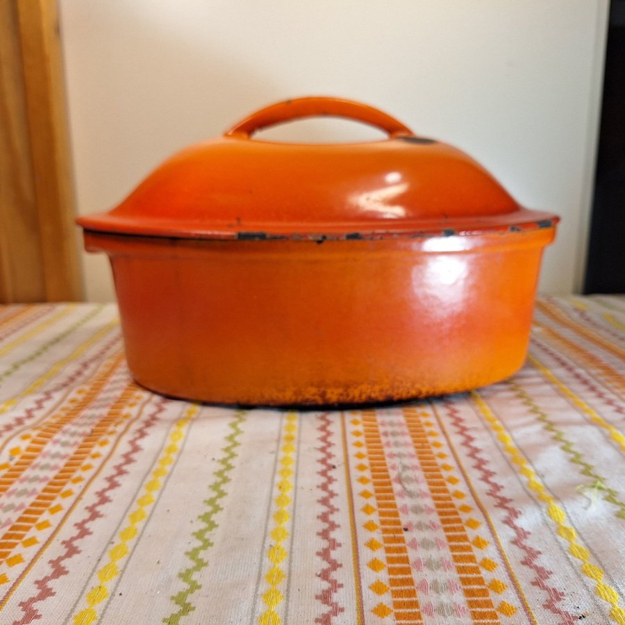 Orange stekgryta 6 liter Husqvarna vintage.