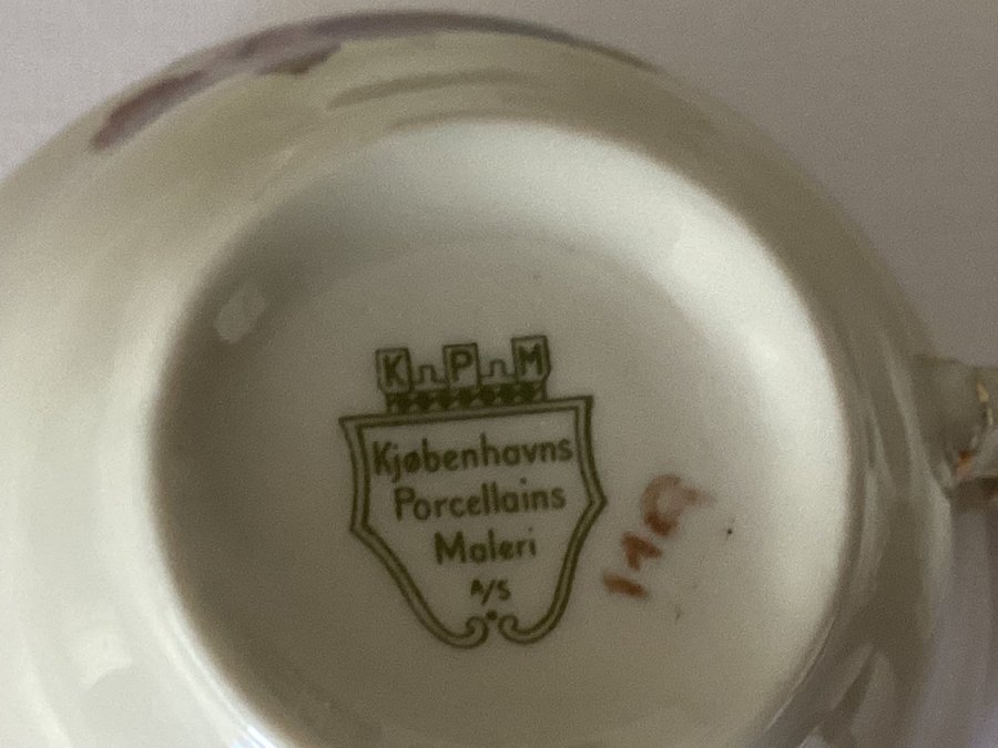 Kobenhavns Porcellains Maleri KPM Kaffekopp och 2 tallrikar 1930-talet