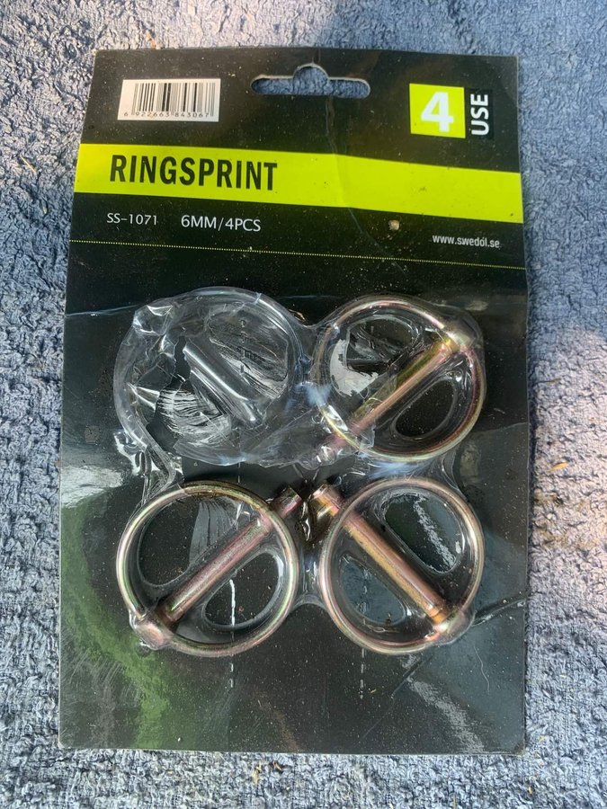 Ringsprintar 6 mm 3 av 4 kvar i förpackning