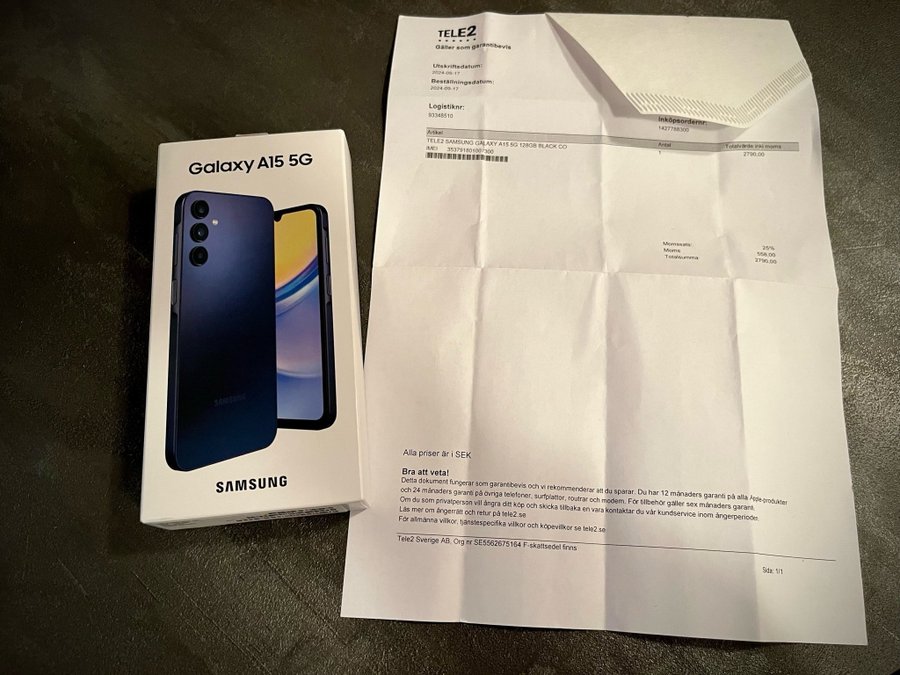 Samsung Galaxy A15 5G - HELT NY, OBRUTEN FÖRPACKNING