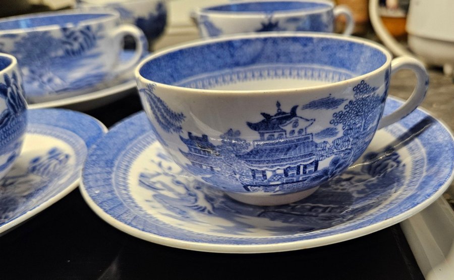 Willow Pattern Porslin Koppar  Fat