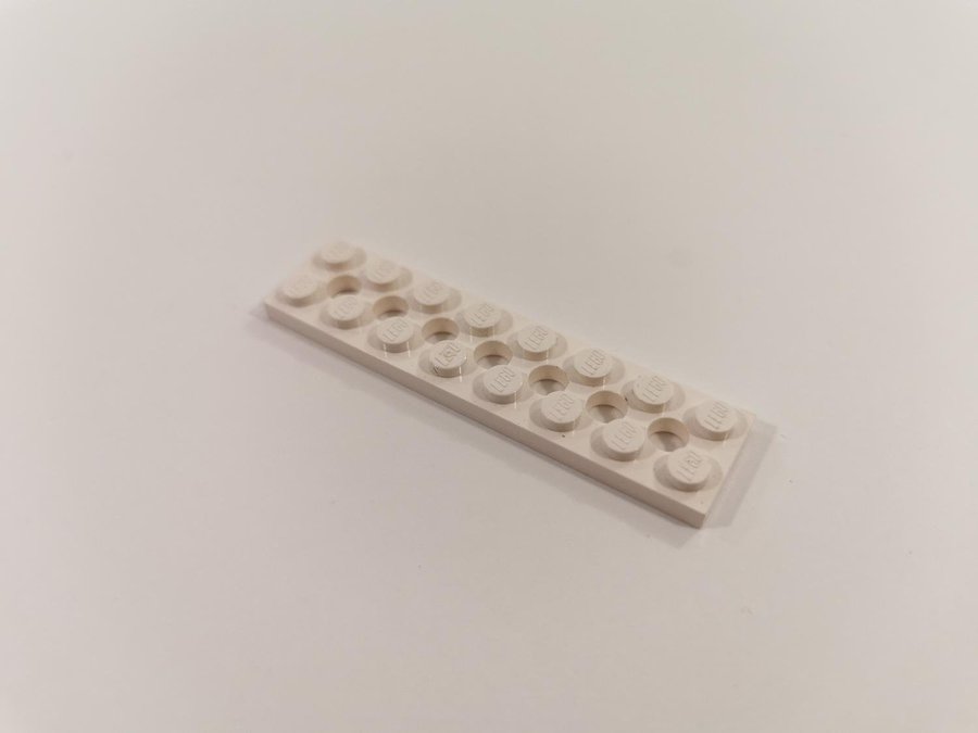 Lego - technic - plate med hål - 2x8 - part 3738 - vit