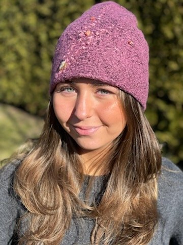 Tovat beanie mössa merino ull Hantverk rosa