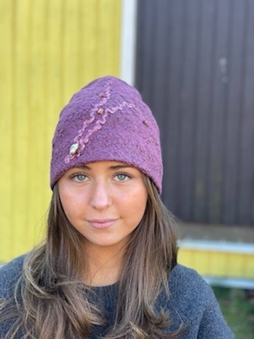 Tovat beanie mössa merino ull Hantverk rosa