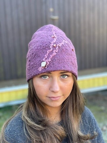 Tovat beanie mössa merino ull Hantverk rosa