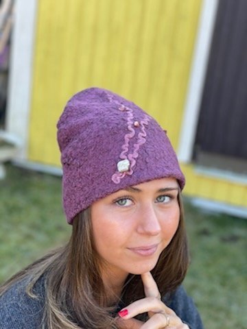 Tovat beanie mössa merino ull Hantverk rosa