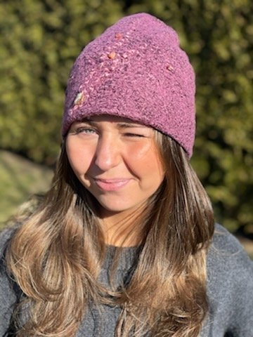 Tovat beanie mössa merino ull Hantverk rosa