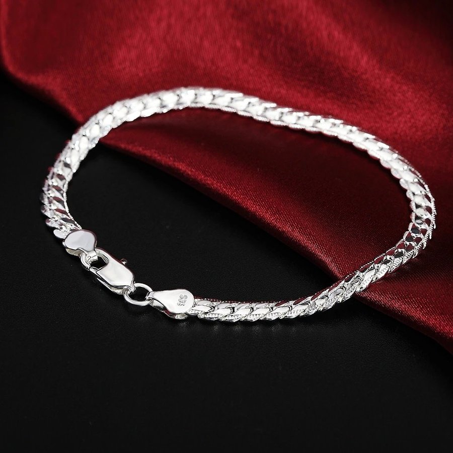 20, 5 sterling silver 925 stämpel silverpläterad armband stämplat länk pansar