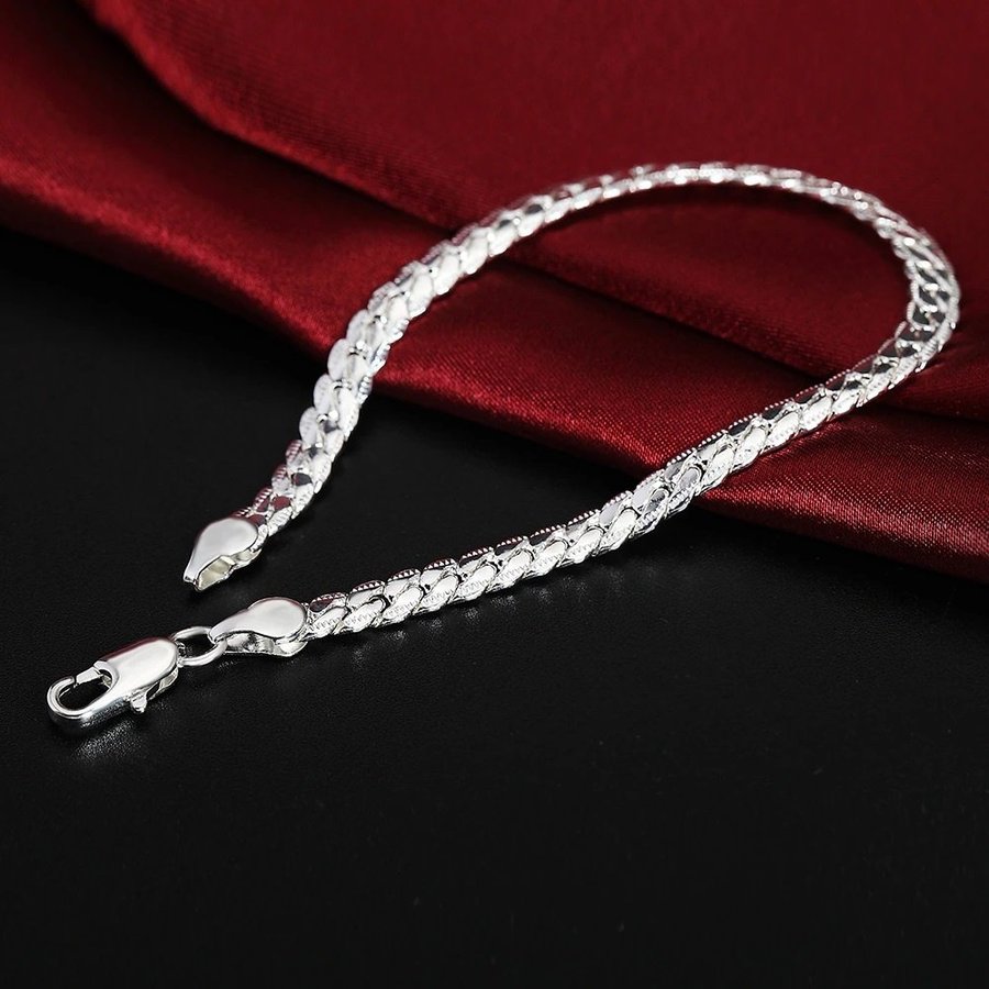 20, 5 sterling silver 925 stämpel silverpläterad armband stämplat länk pansar