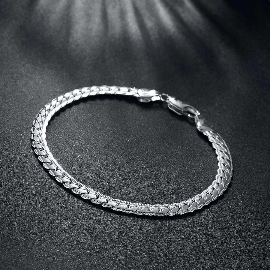 20, 5 sterling silver 925 stämpel silverpläterad armband stämplat länk pansar