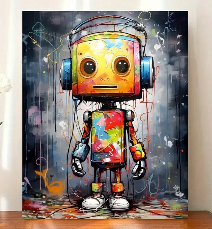 Canvas Poster Robot Inredning Barnrum 40x30 cm