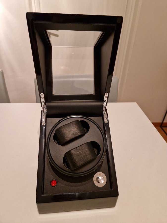 Klockvagga watchwinder för 2 klockor, SVART pianolack