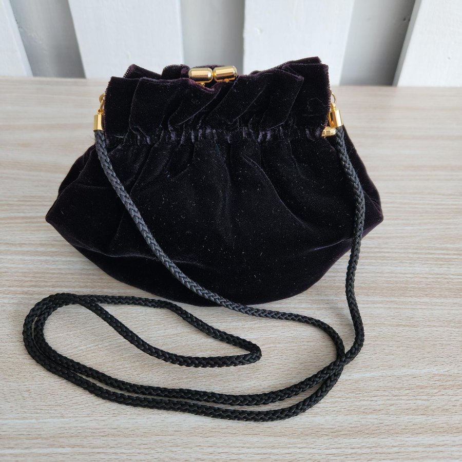 Vintage La Regale Black Velvet Crossbody Evening Purse Bag Mini