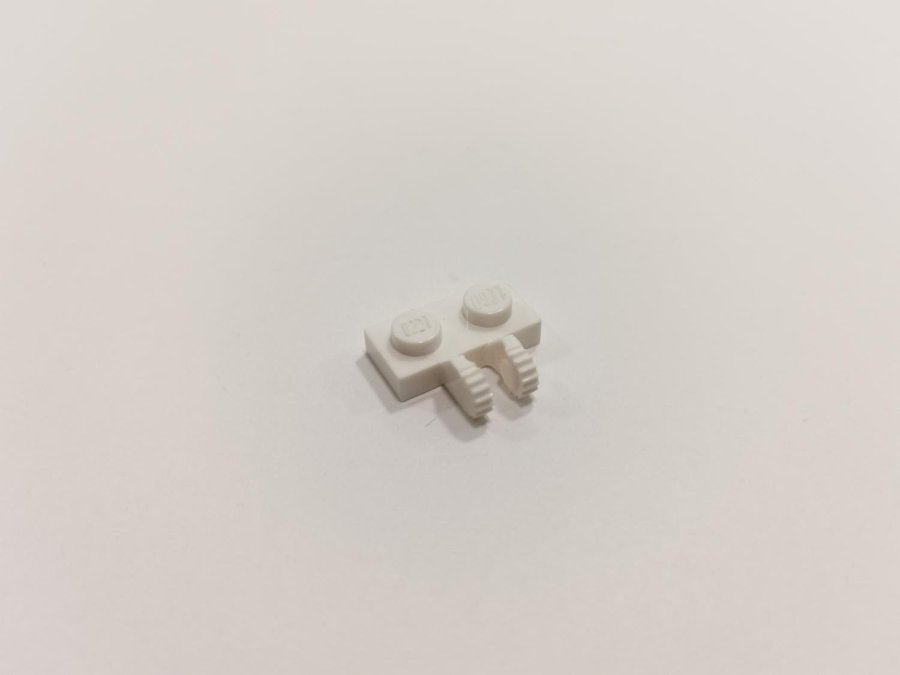 Lego - plate - modified - locking fingers - 1x2 - part 60471 - vit