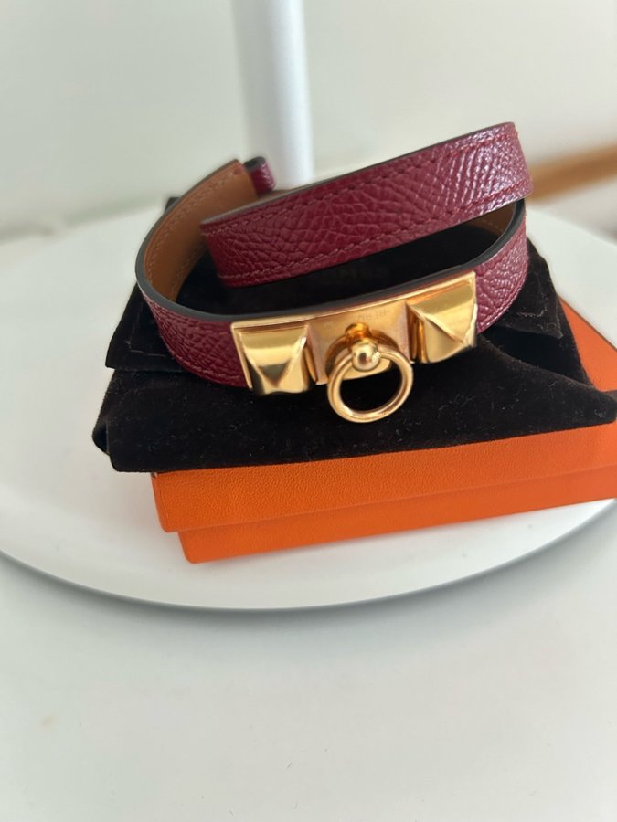 Hermès armband , Rivale double tour mörkt röd