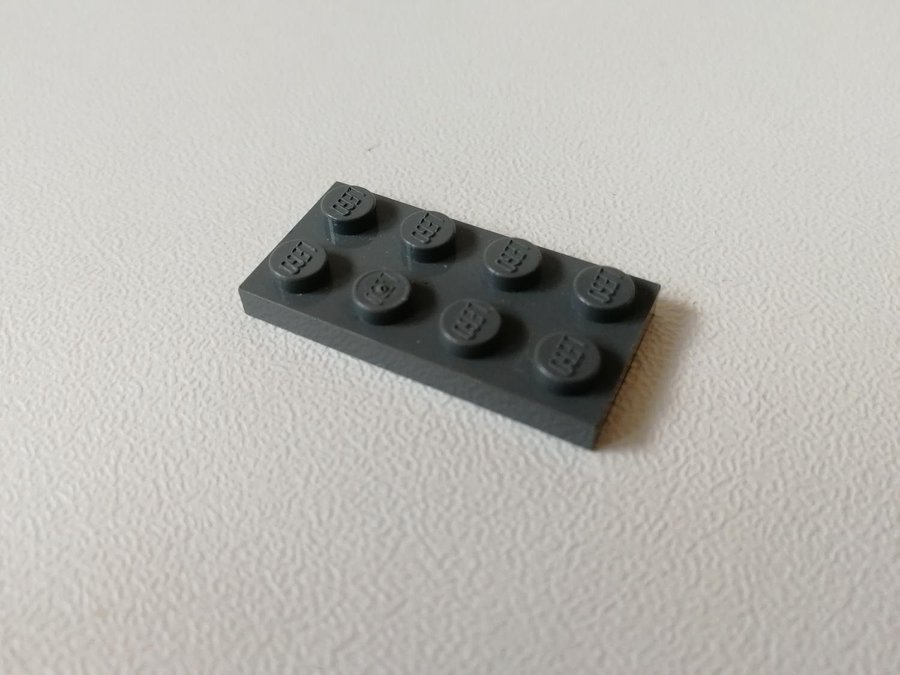 Lego - plate - platt - bas - 2x4 - part 3020 - mörkgrå (bluish)