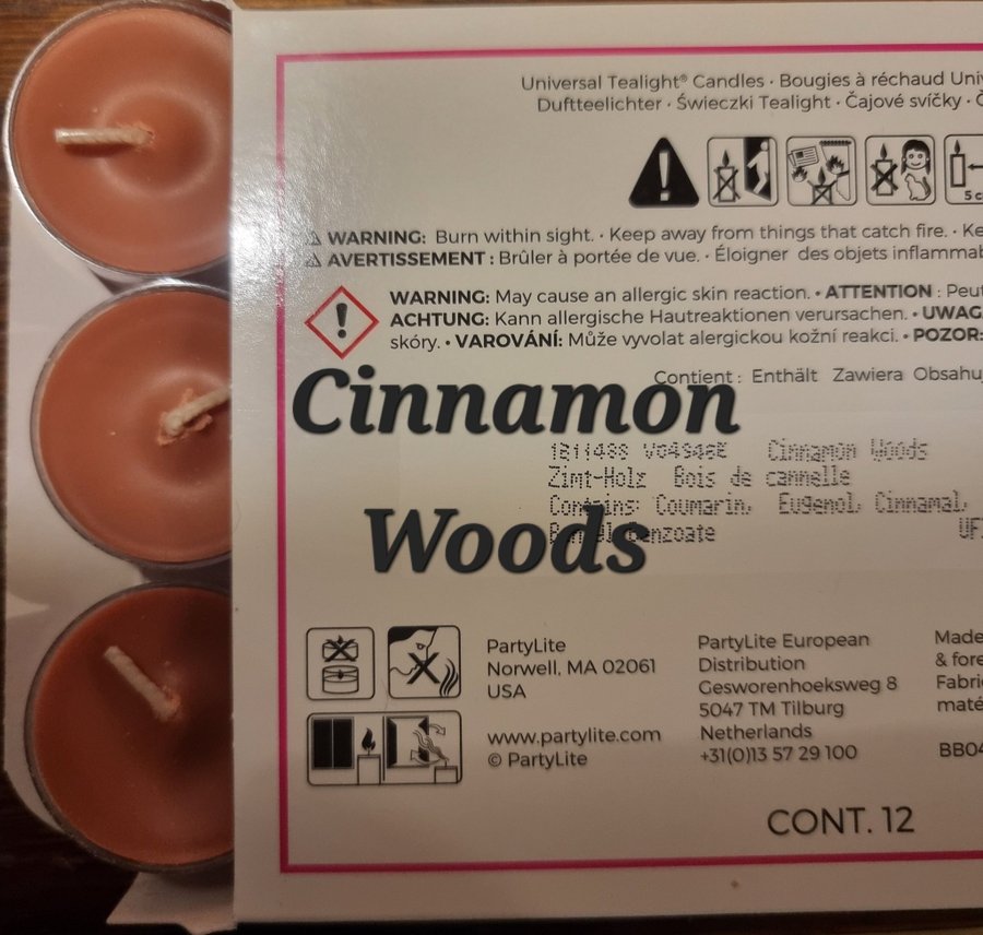 Partylite Teljus doften Cinnamon Woods