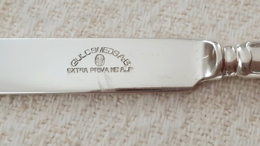 Guldsmeds AB extra prima nysilver, 6 fruktknivar / knivar, vintage.