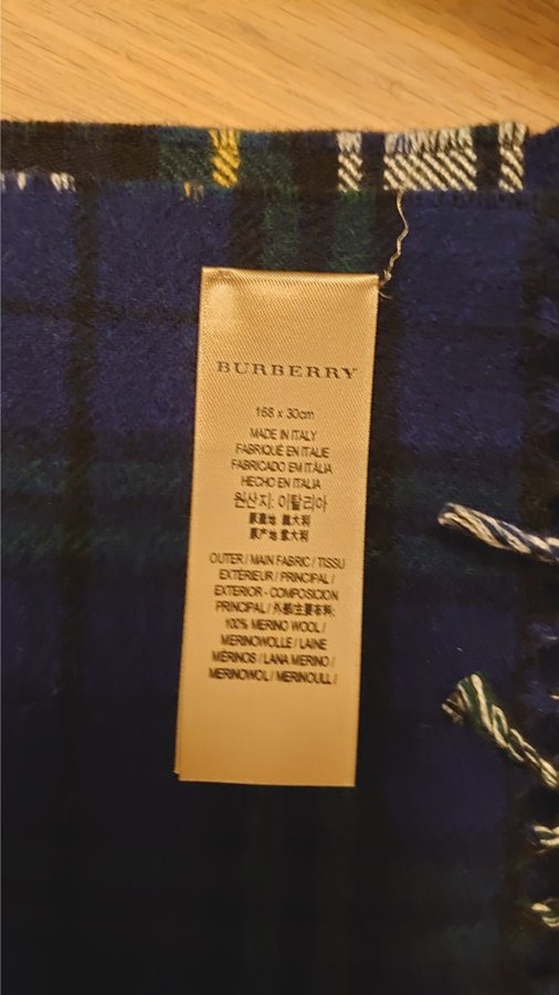 Burberry rutig ylle halsduk ny