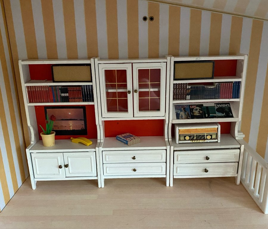 Retro Lundby bokhylla i tre delar