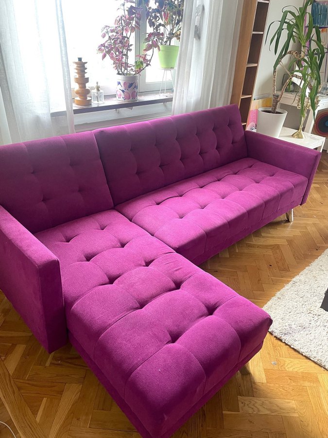 Divan-  bäddsoffa i Rico magenta