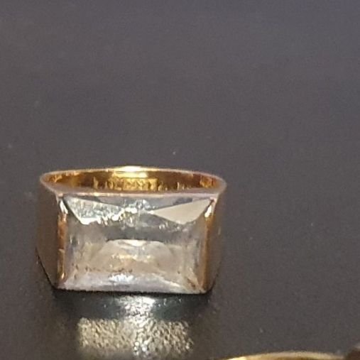 18k äkta guld med blå sten aquamarine