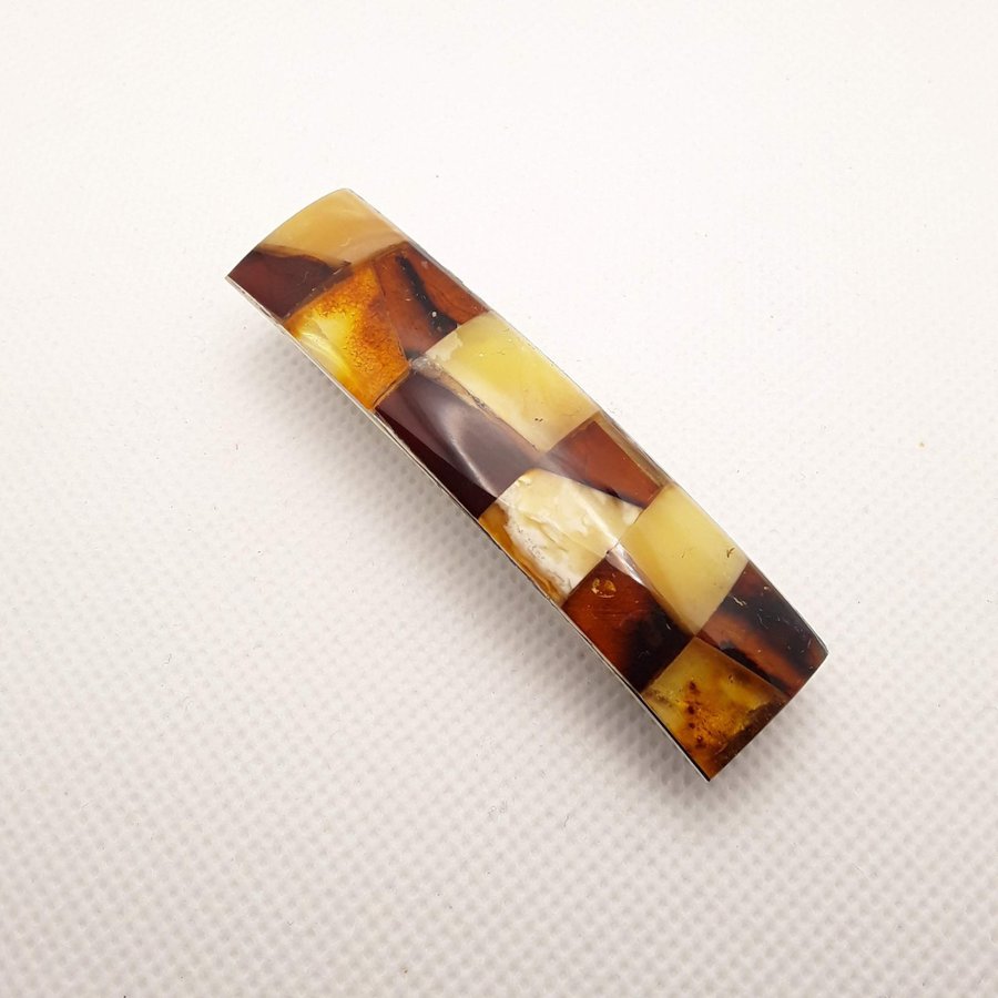 Baltic amber hair clip Metal long hair barette decorated with gem amber hair pin