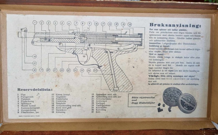 LUFTPISTOL, Stiga, modell Zenit i originalförpackning