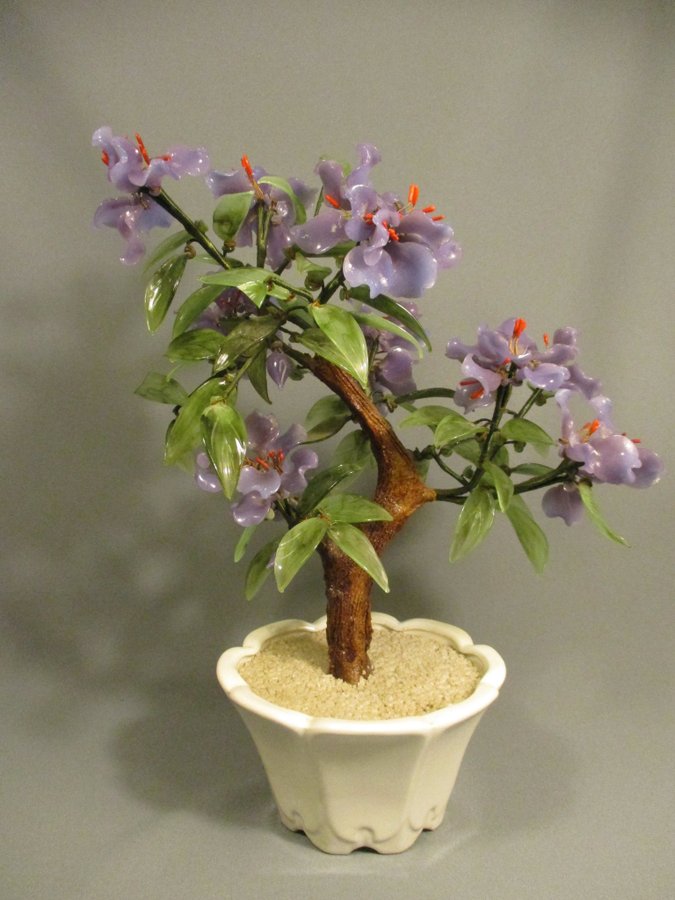 Beijing glas bonsai träd glas blommor, 1900-tal, Kina