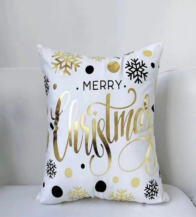 Lyxigt kuddfodral Merry Christmas 45X45 cm vit/guld nytt!