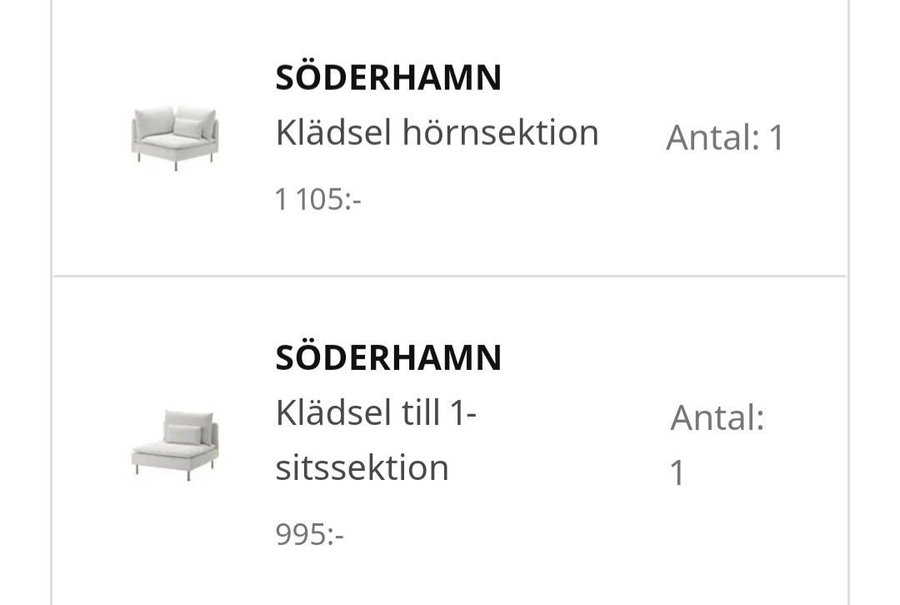 Klädsel till IKEA Söderhamn soffa