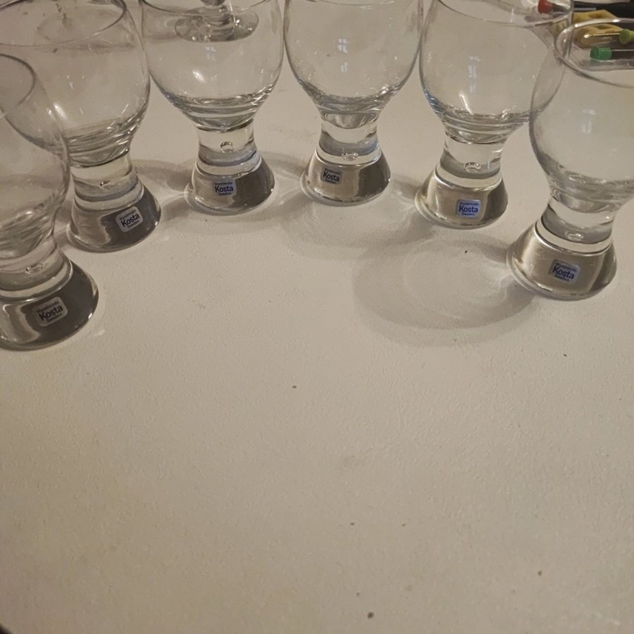 6 st whisky glas, Pippi Kosta Boda ,slipppad botten