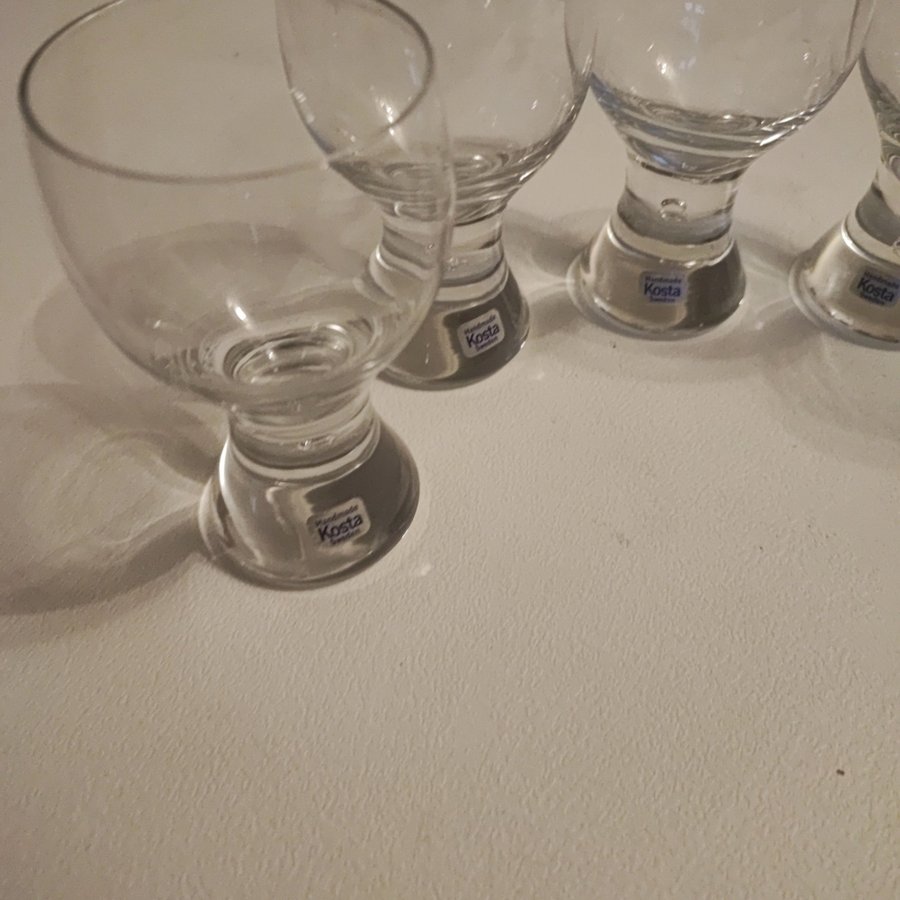 6 st whisky glas, Pippi Kosta Boda ,slipppad botten