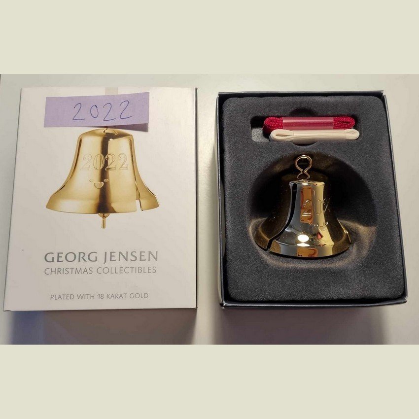 Juleklokke fra Georg Jensen fra 2022 i guld, ikke brugt!