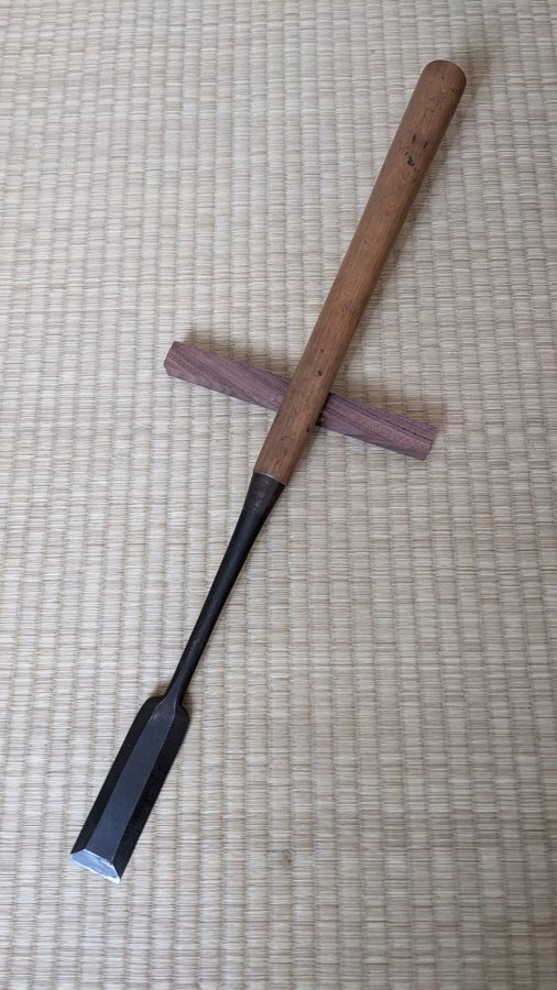 Vintage Japanese Chisel "Hon-Tsuki Nomi" 36mm / Huge chisel for carpentry works