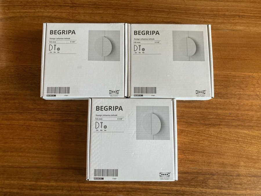 IKEA Begripa handtag vita i metall oanvända