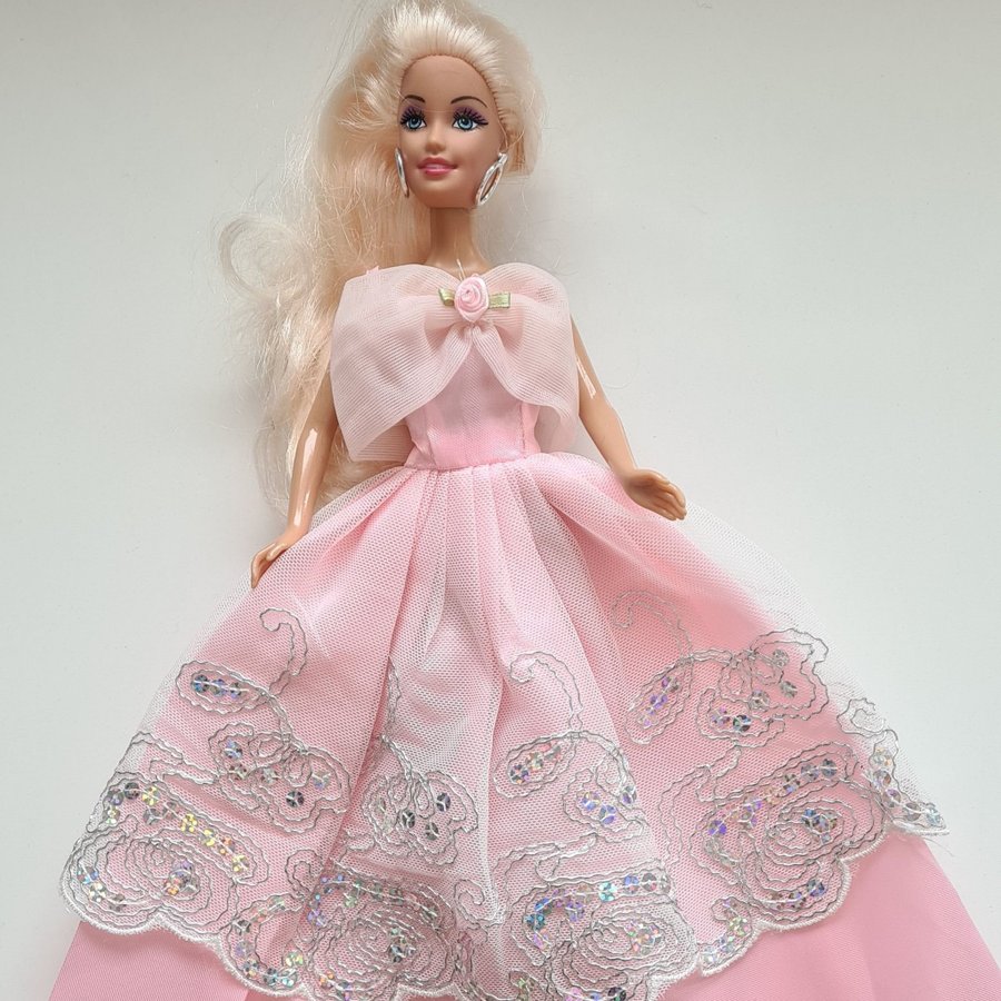 Passar Barbie docka Klänning ROSA till barbiedocka doll paljetter **