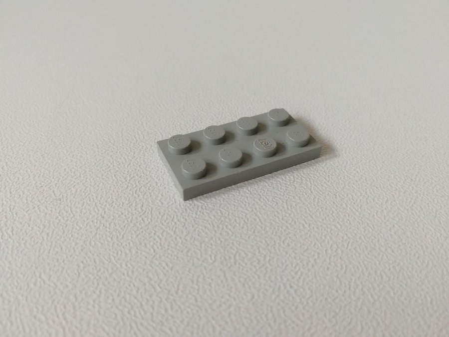 Lego - plate - bas - 2x4 - part 3020 - ljusgrå (old light gray)