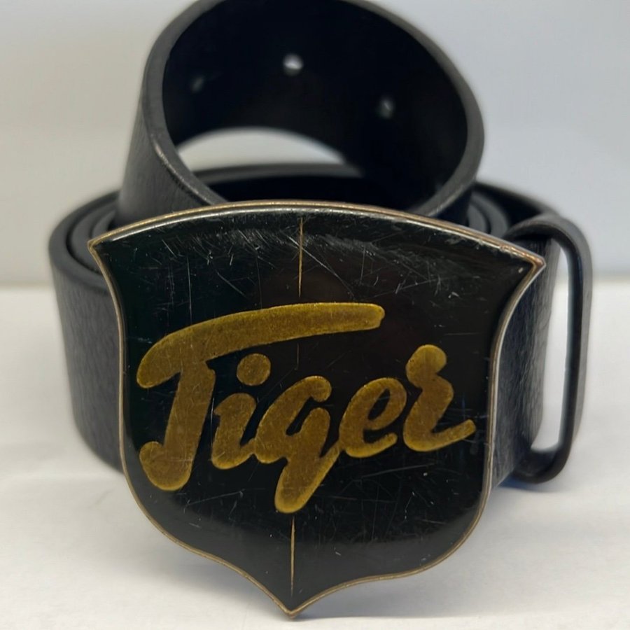 ”TIGER of Sweden”Svart-läderbälte-skärp-bälte-vintage.Fri frakt!