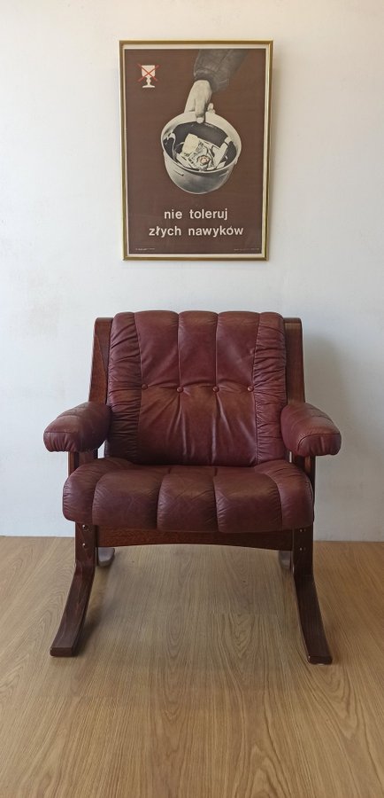 Mid-Century Modern Leather Easy Chairs by Ekornes 1970s.