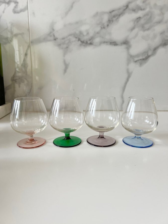 Farverige cognac glas