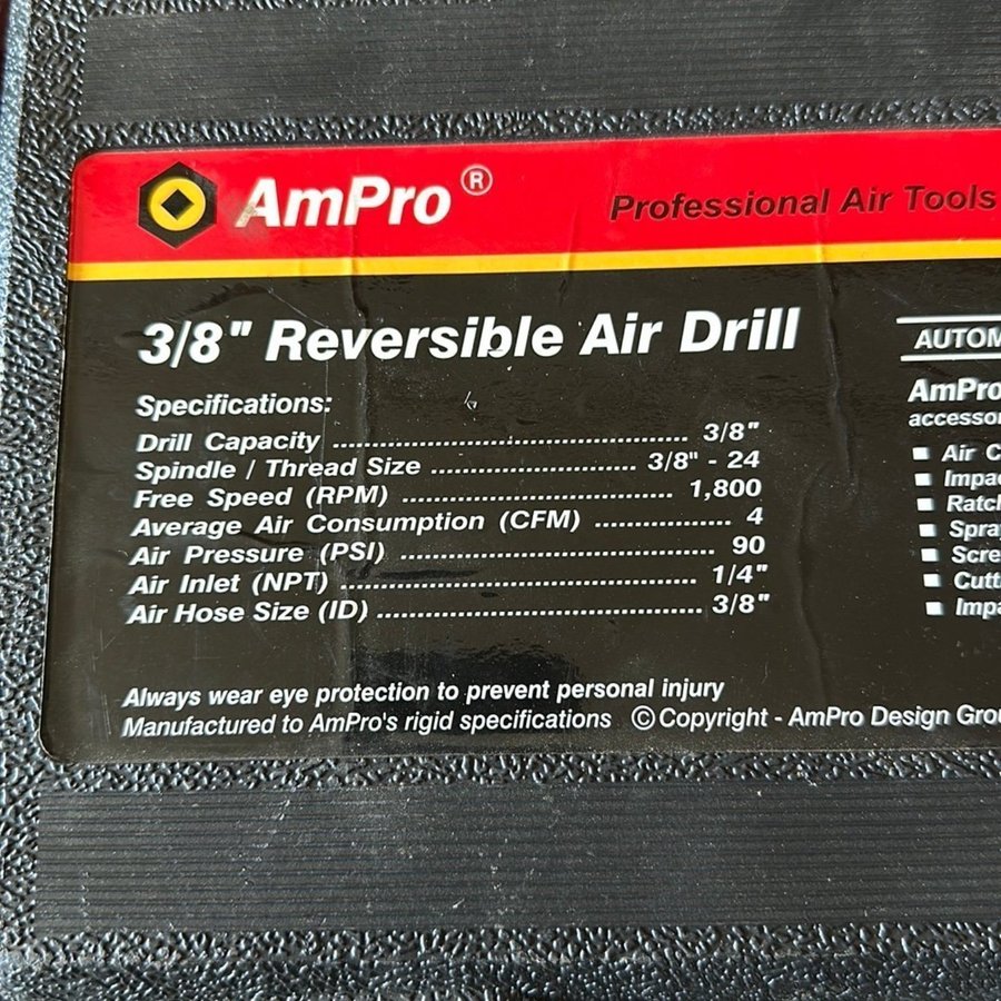 AmPro 3/8" Reversibel Luftborr borrmaskin