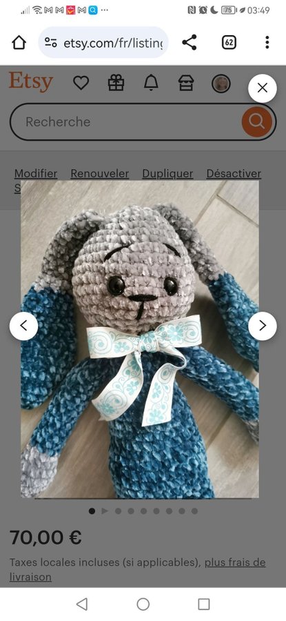 Lapin amigurumi en velvet