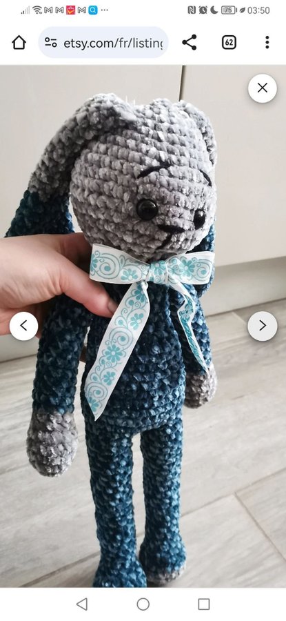 Lapin amigurumi en velvet