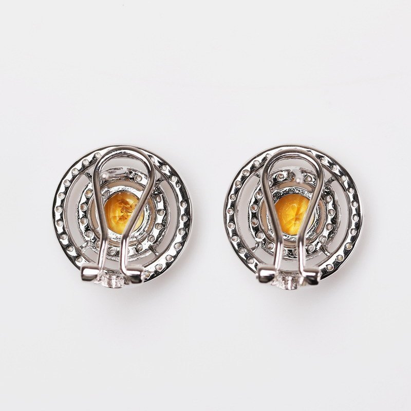 Örhängen i äkta silver med Citrin Citrine Topaz, Ädelsten. 925 Silver.