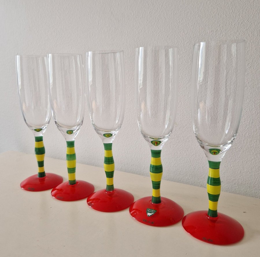 5st Orrefors, "POLKA" Champagneglas Design- Anne Nilsson