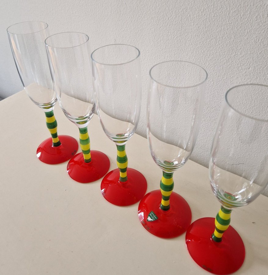 5st Orrefors, "POLKA" Champagneglas Design- Anne Nilsson