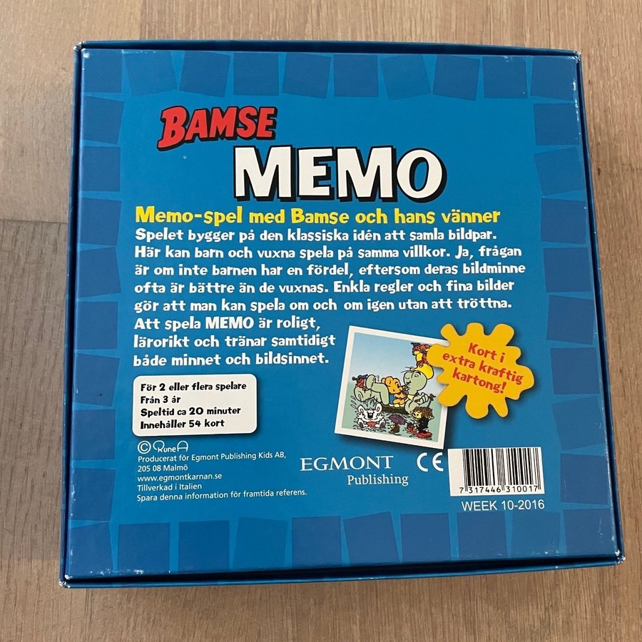 Memory 54 kort från 3 år bamse julklapp